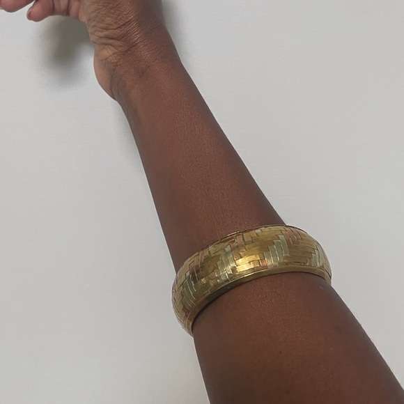 Vintage Metal Abstract Brass Bracelet - Picture 4 of 4